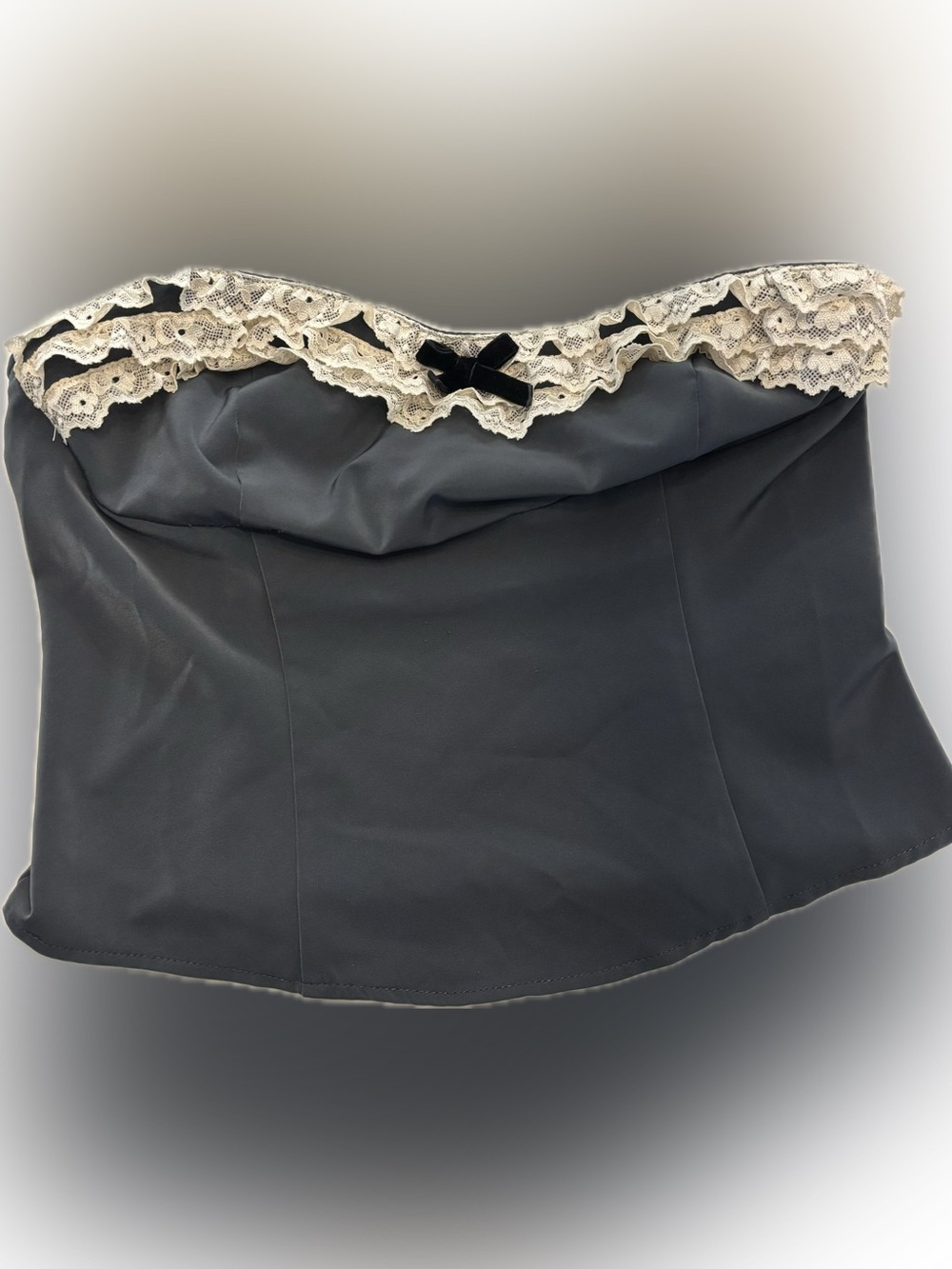 Kimchi Blue Black Strapless Lace-Trim Crop Top